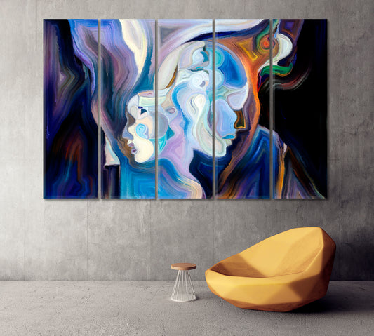 Soul World Love Relationship Nature All In Colors Abstract Design Contemporary Art Artesty 5 panels 36" x 24" 