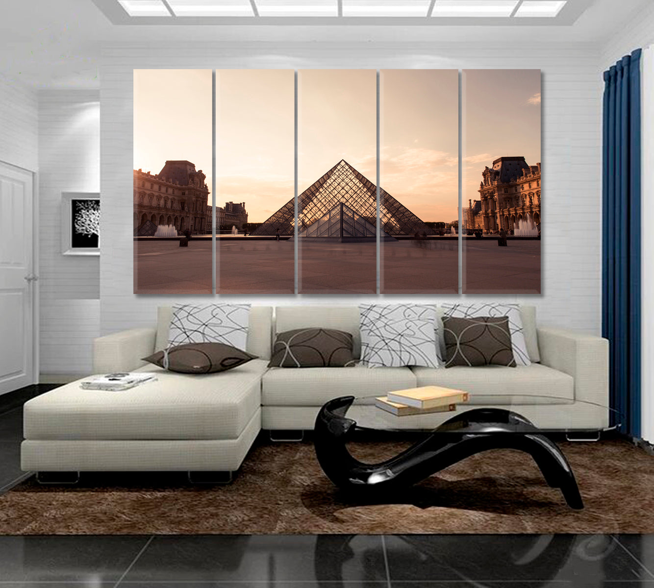 Louvre Museum Paris France Famous Historical Art Landmark Architecture Beautiful Symbol Canvas Print Famous Landmarks Artwork Print Artesty 5 panels 36" x 24" 