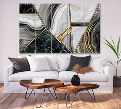 Marble Granite Agate and Gold Abstract Minimalist Art Deco Giclée Print Abstract Art Print Artesty 5 panels 36" x 24" 