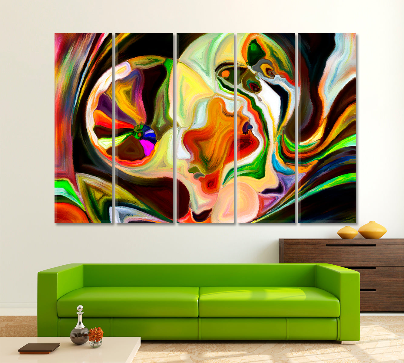 CONTEMPORARY ART Abstract Forms and Nature Lines Contemporary Art Artesty 5 panels 36" x 24" 