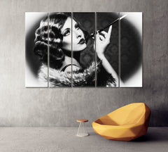 Flapper Girl Vintage Style Black and White Wall Art Print Artesty 5 panels 36" x 24" 