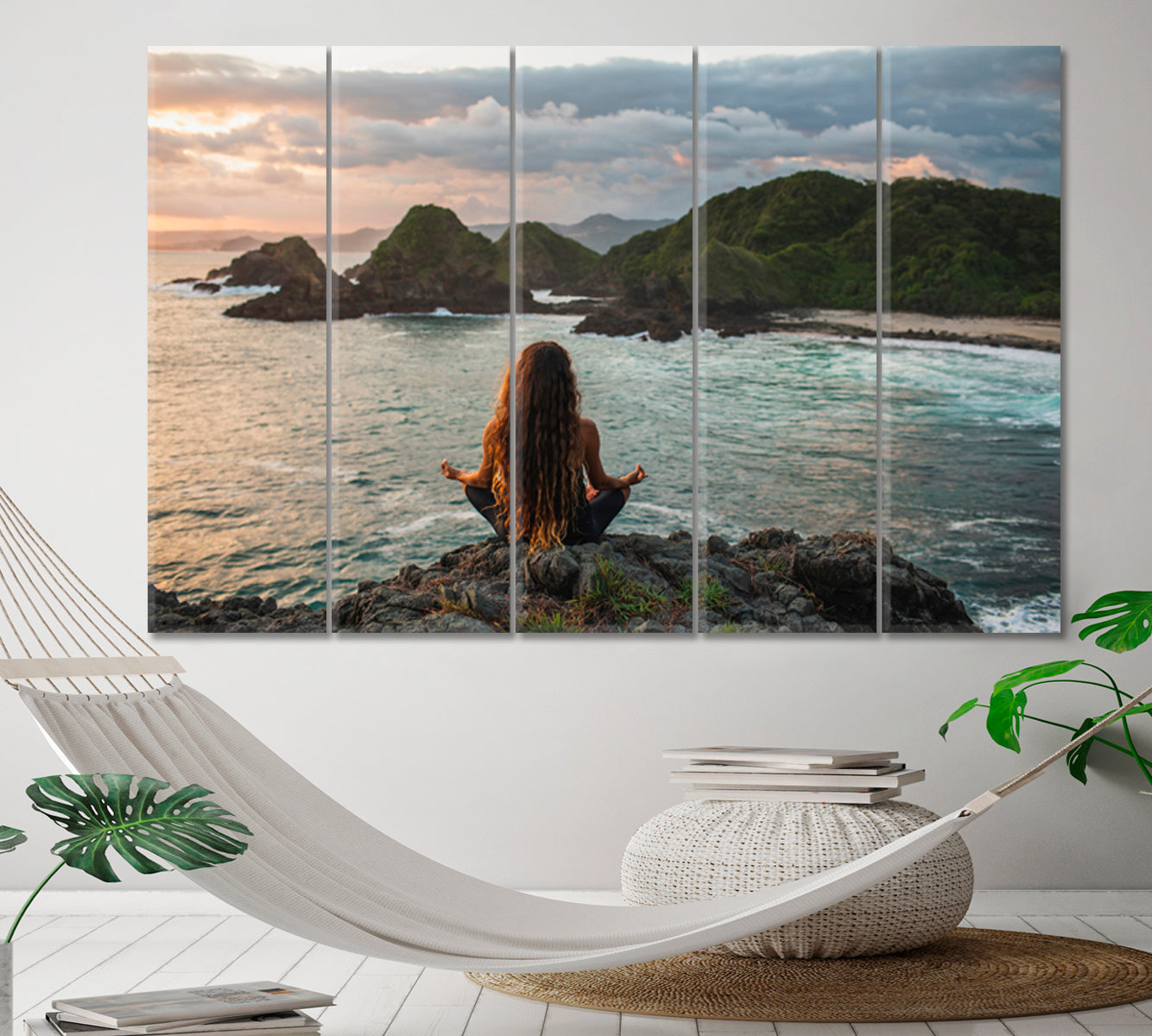 YOGA Lotus Pose Ocean Mountain Nature Wall Canvas Print Artesty   