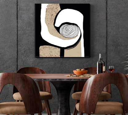 SPIRAL Beige White Black Tones Abstract Modern Minimalism Abstract Art Print Artesty   