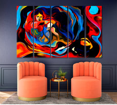 Colorful Human and Geometric Forms Collection Contemporary Art Artesty 5 panels 36" x 24" 