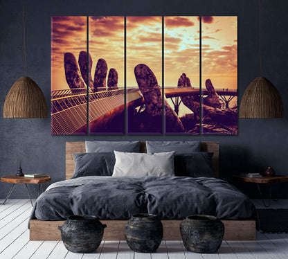 CREATOR'S HANDS Golden Hand Bridge Famous Landmarks Artwork Print Artesty 5 panels 36" x 24" 