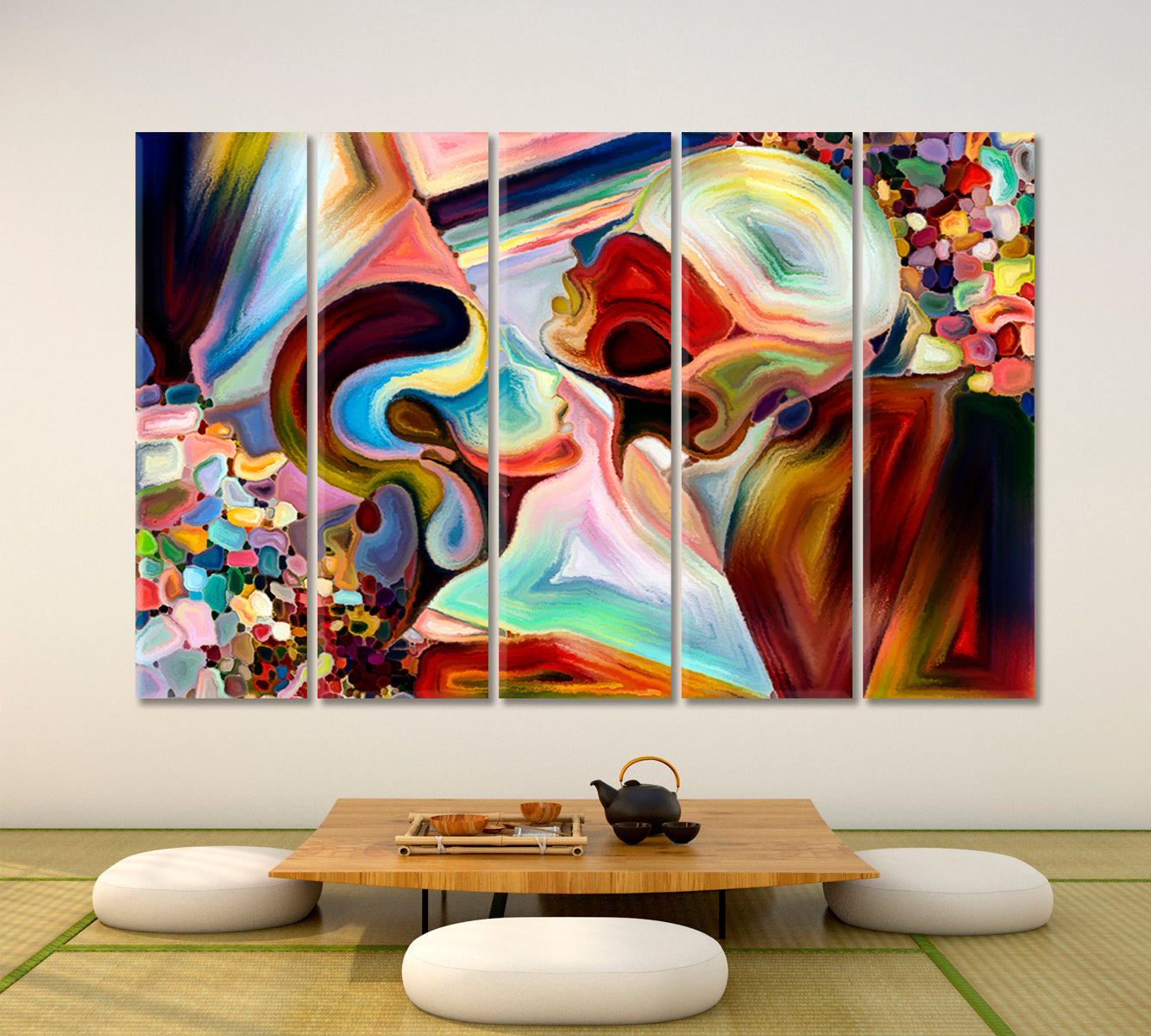ABSTRACT Shapes Mosaic Pattern Beautiful Colorful Art Abstract Art Print Artesty 5 panels 36" x 24" 