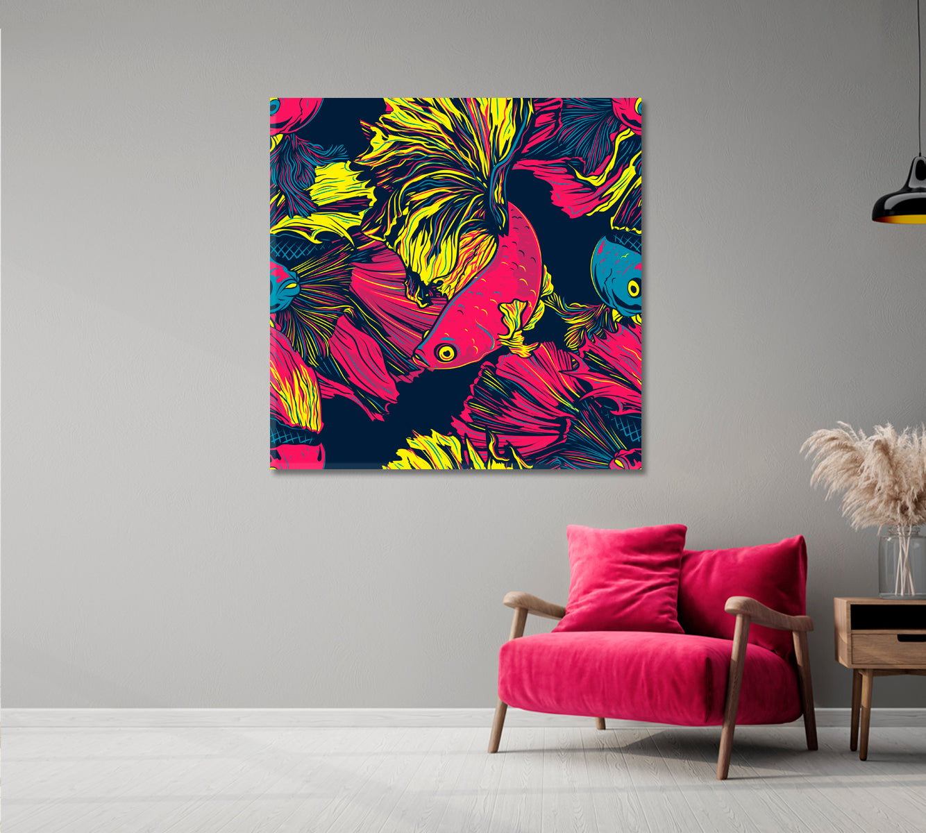 Abstract Colorful Fish Animals Canvas Print Artesty 1 Panel 12"x12" 