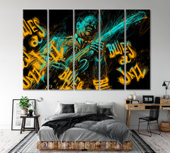 BLUES JAZZ Musician Guitar Guitarist Music Music Wall Panels Artesty 5 panels 36" x 24" 