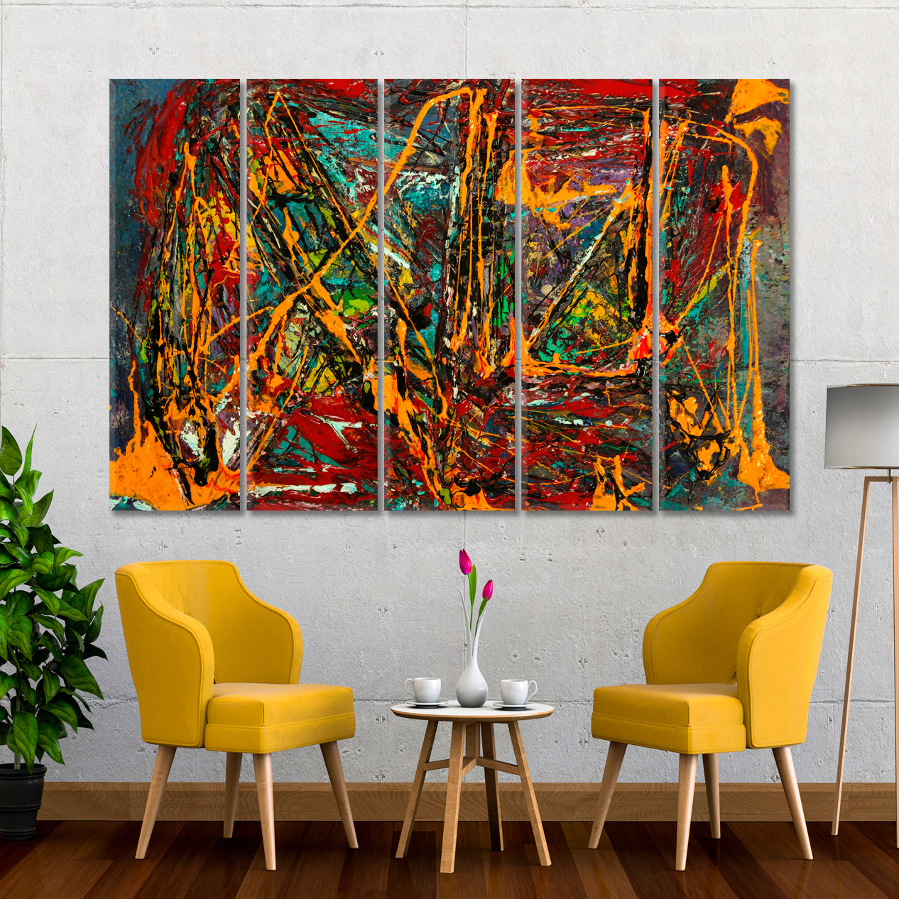 Beautiful Abstract Fire Flame Abstract Art Print Artesty 5 panels 36" x 24" 