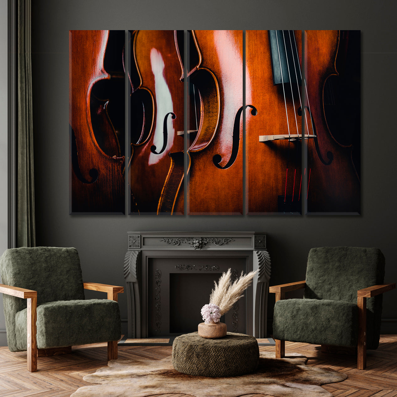 CELLO SYMPHONY Classic Violins Beauty of Music Music Wall Panels Artesty 5 panels 36" x 24" 