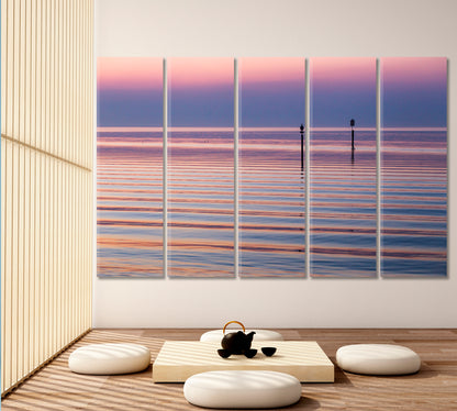 Incredible Play of Purple Colorful Sunrise Sky Panorama Bodensee Lake Germany Scenery Landscape Fine Art Print Artesty 5 panels 36" x 24" 