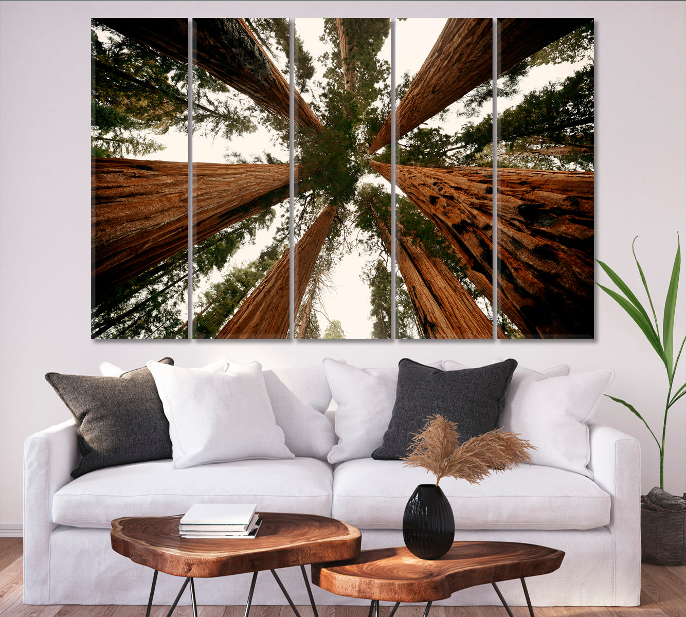 TREES Sequoia and Kings National Park Nature Scenery Nature Wall Canvas Print Artesty 5 panels 36" x 24" 