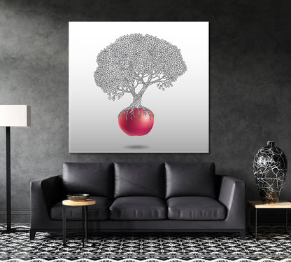 Old Tree Red Apple Artwork Pos Artesty   