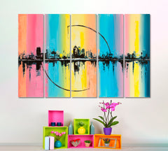 ARC OF THE SUN  Abstract Fantasy City Urban Contemporary Style Cities Wall Art Artesty 5 panels 36" x 24" 
