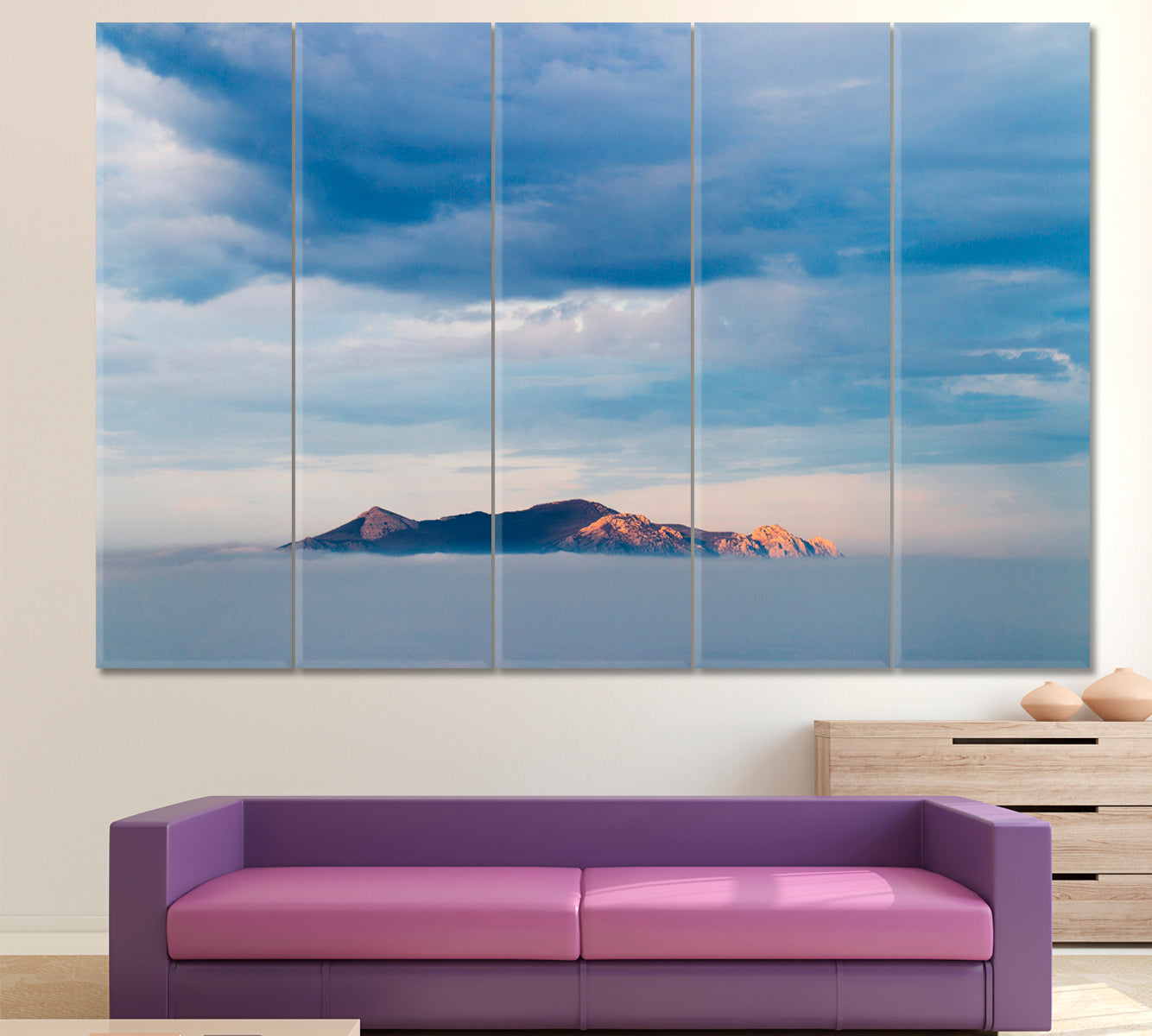 Beautiful Blue Sky Clouds Hill Panoramic Picturesque Landscape Canvas Print Scenery Landscape Fine Art Print Artesty   