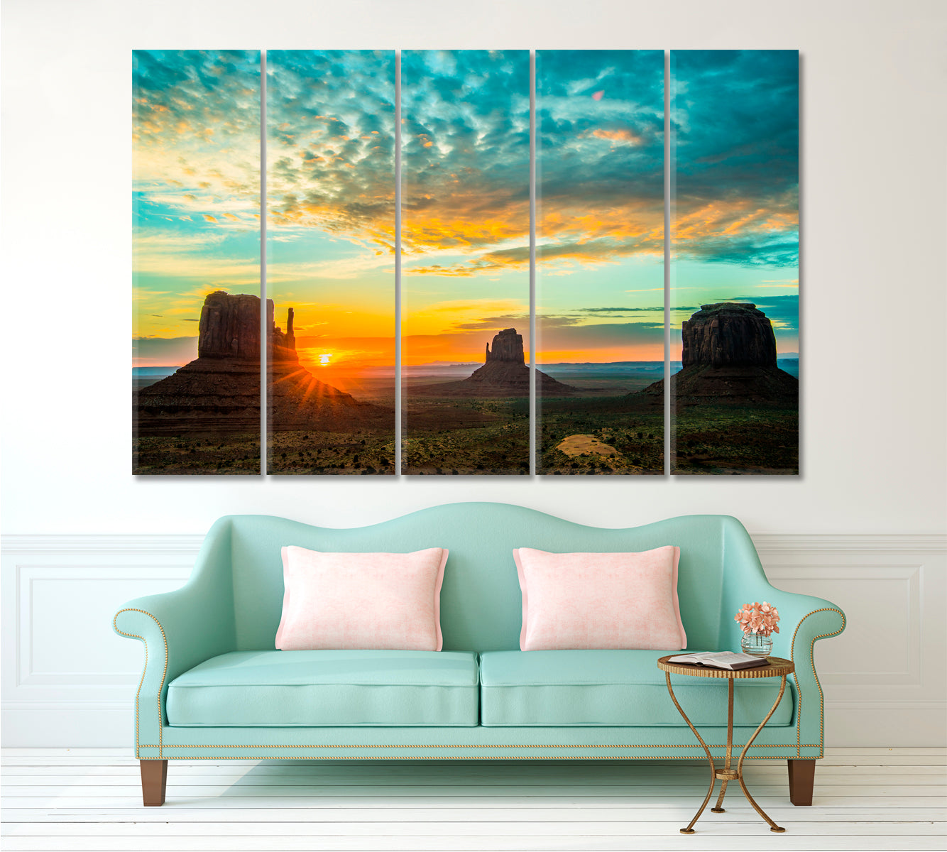 Sunrise Monument Valley Utah USA Poster Scenery Landscape Fine Art Print Artesty 5 panels 36" x 24" 