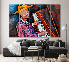 PIANIST Cubist Surrealism Musician Painting Modern Abstract Music Wall Panels Artesty 5 panels 36" x 24" 