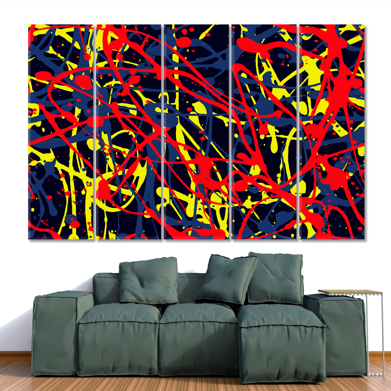 Abstract Expressionism Style of Drip Painting Abstract Art Print Artesty 5 panels 36" x 24" 