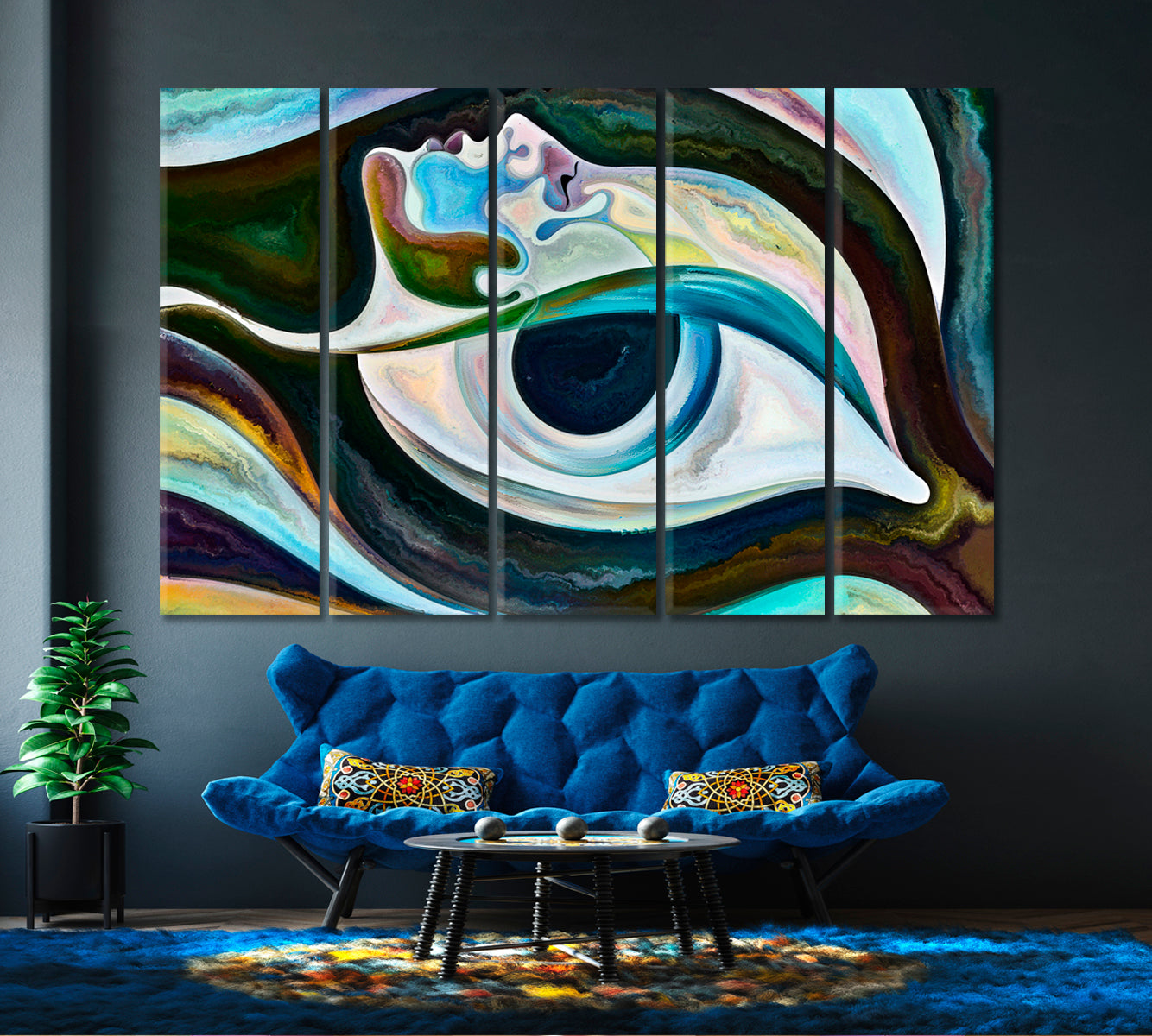 EVIL EYE Vibrant Patterns Contemporary Art Consciousness Art Artesty 5 panels 36" x 24" 