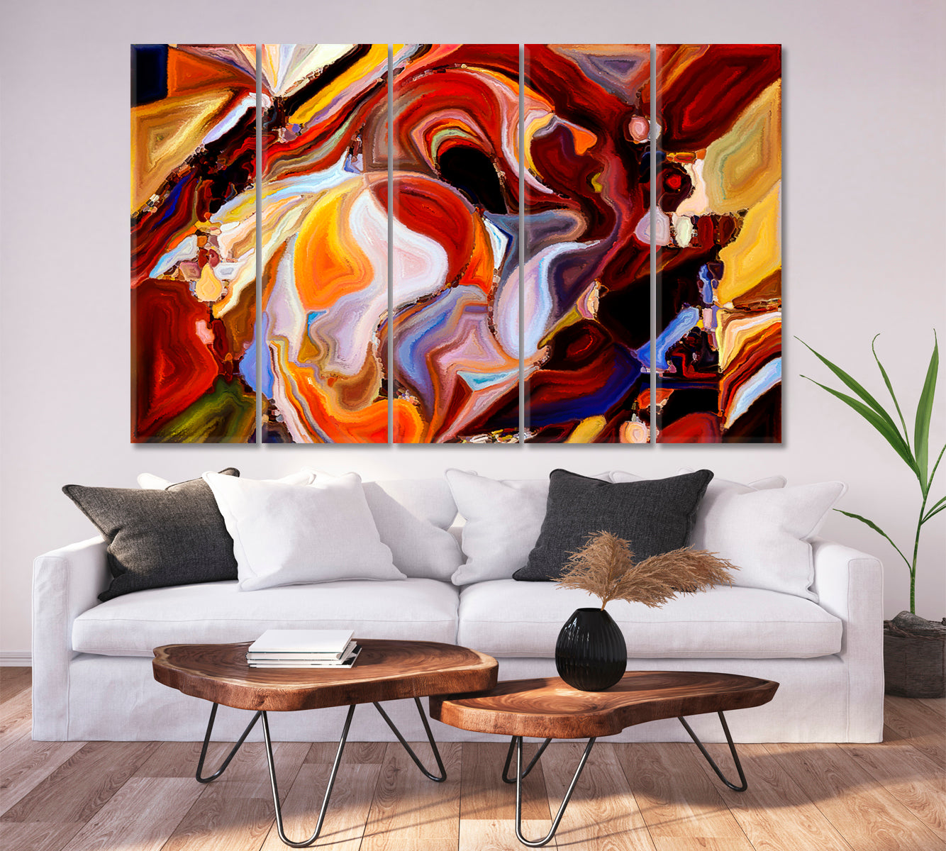 Profiles And Colorful Patterns Abstract Art Print Artesty 5 panels 36" x 24" 