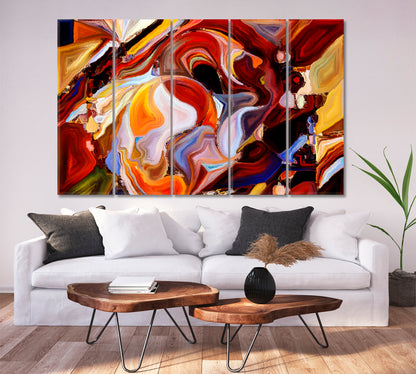 Profiles And Colorful Patterns Abstract Art Print Artesty 5 panels 36" x 24" 