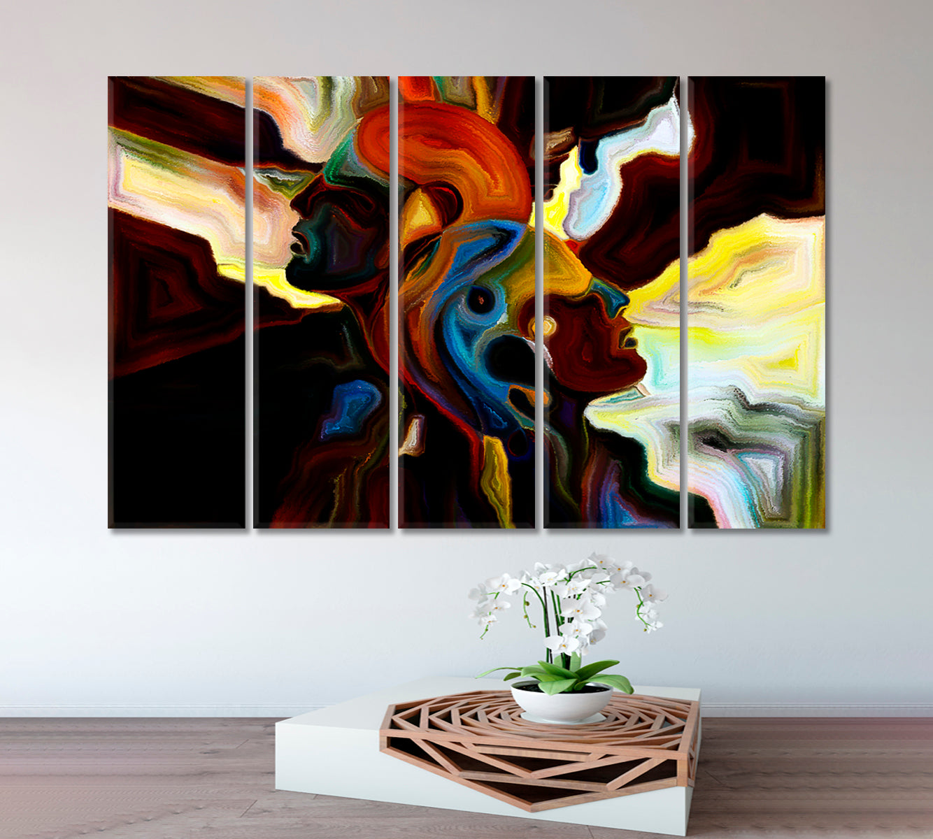 Psychedelic Love of Nature Abstract Patterns Abstract Art Print Artesty 5 panels 36" x 24" 
