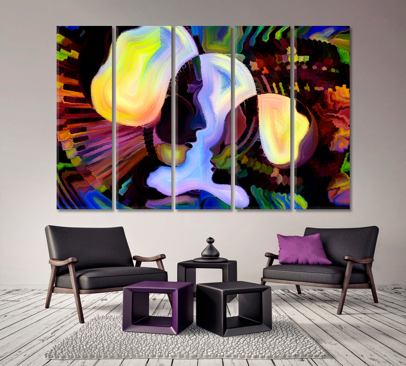 Jesus to a Child Contemporary Art Artesty 5 panels 36" x 24" 