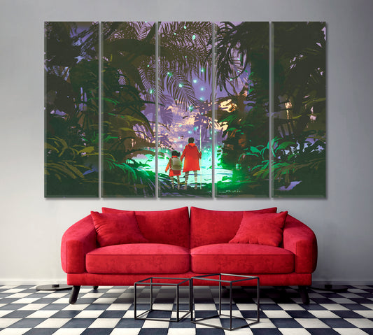 DREAMLIKE Fantasy Forest Surreal Fantasy Large Art Print Décor Artesty 5 panels 36" x 24" 