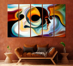 Human Mind Abstract Allegory Consciousness Art Artesty 5 panels 36" x 24" 