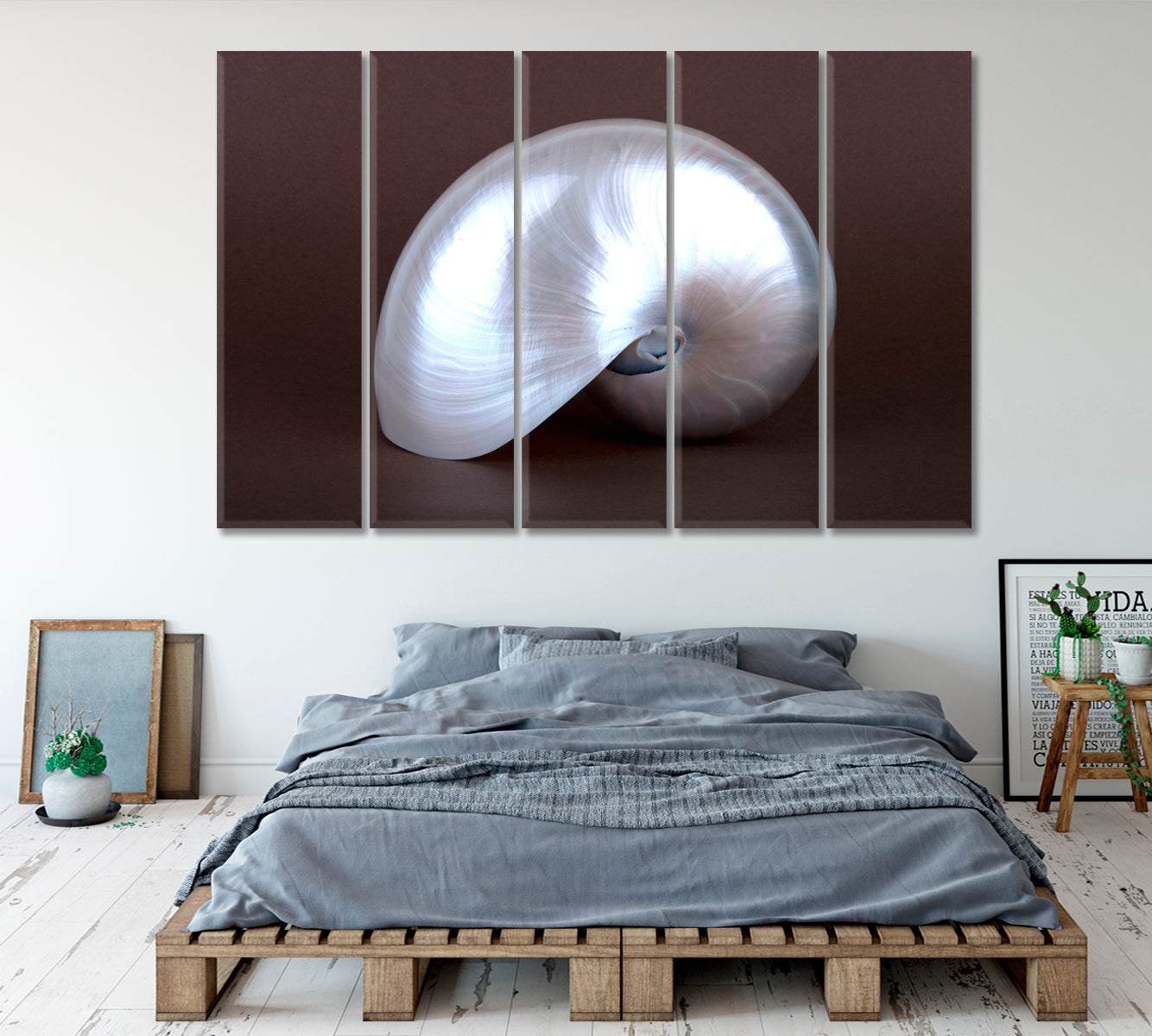 PEARL SHELL Abstract Seashell Contemporary Art Artesty 5 panels 36" x 24" 