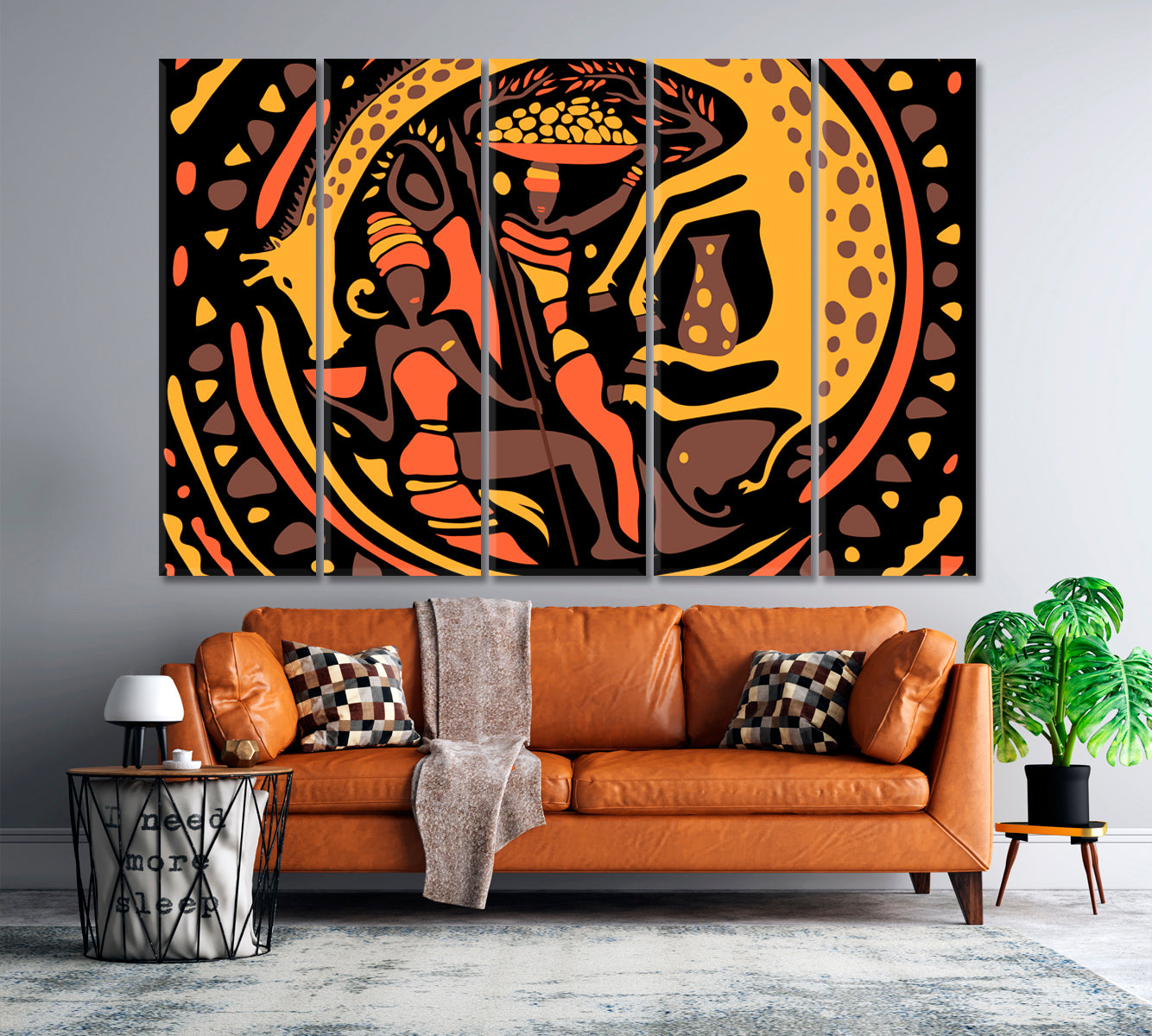 Abstract African Art Vivid Shapes Abstract Art Print Artesty 5 panels 36" x 24" 