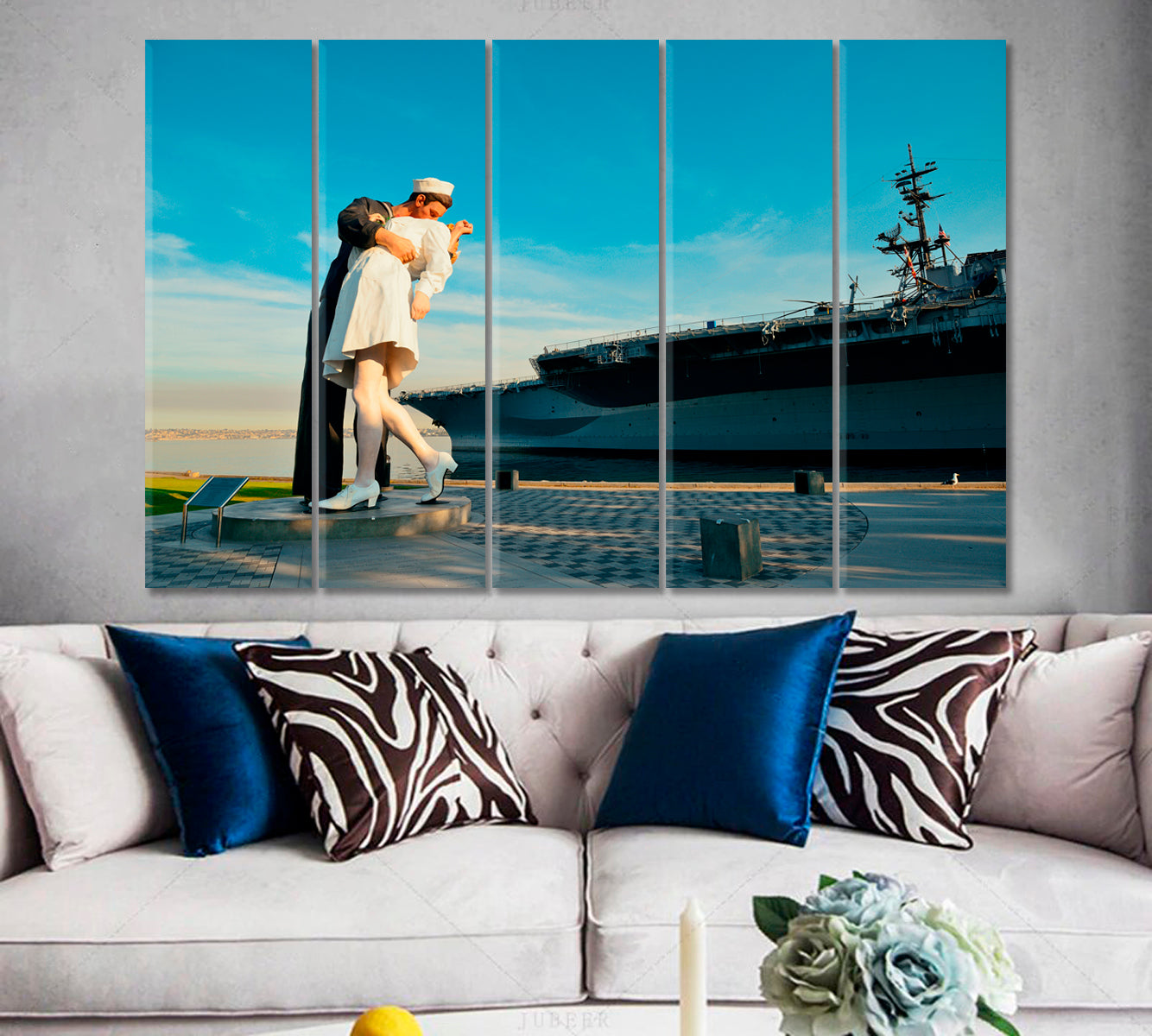 San Diego CA Sculpture Seaport USA Architecture Attractions Canvas Print Famous Landmarks Artwork Print Artesty 5 panels 36" x 24" 