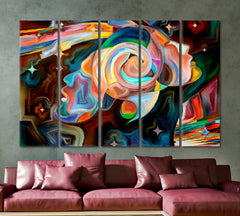 Two Sides Abstraction Consciousness Art Artesty 5 panels 36" x 24" 
