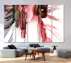 MAROON PEARL Colorful Splash Marble Alcohol Ink Pattern Fluid Art, Oriental Marbling Canvas Print Artesty 5 panels 36" x 24" 