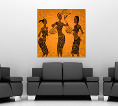 Beautiful African Black Woman Africa Ethnic Retro Vintage Style - S African Style Canvas Print Artesty 1 Panel 12"x12" 