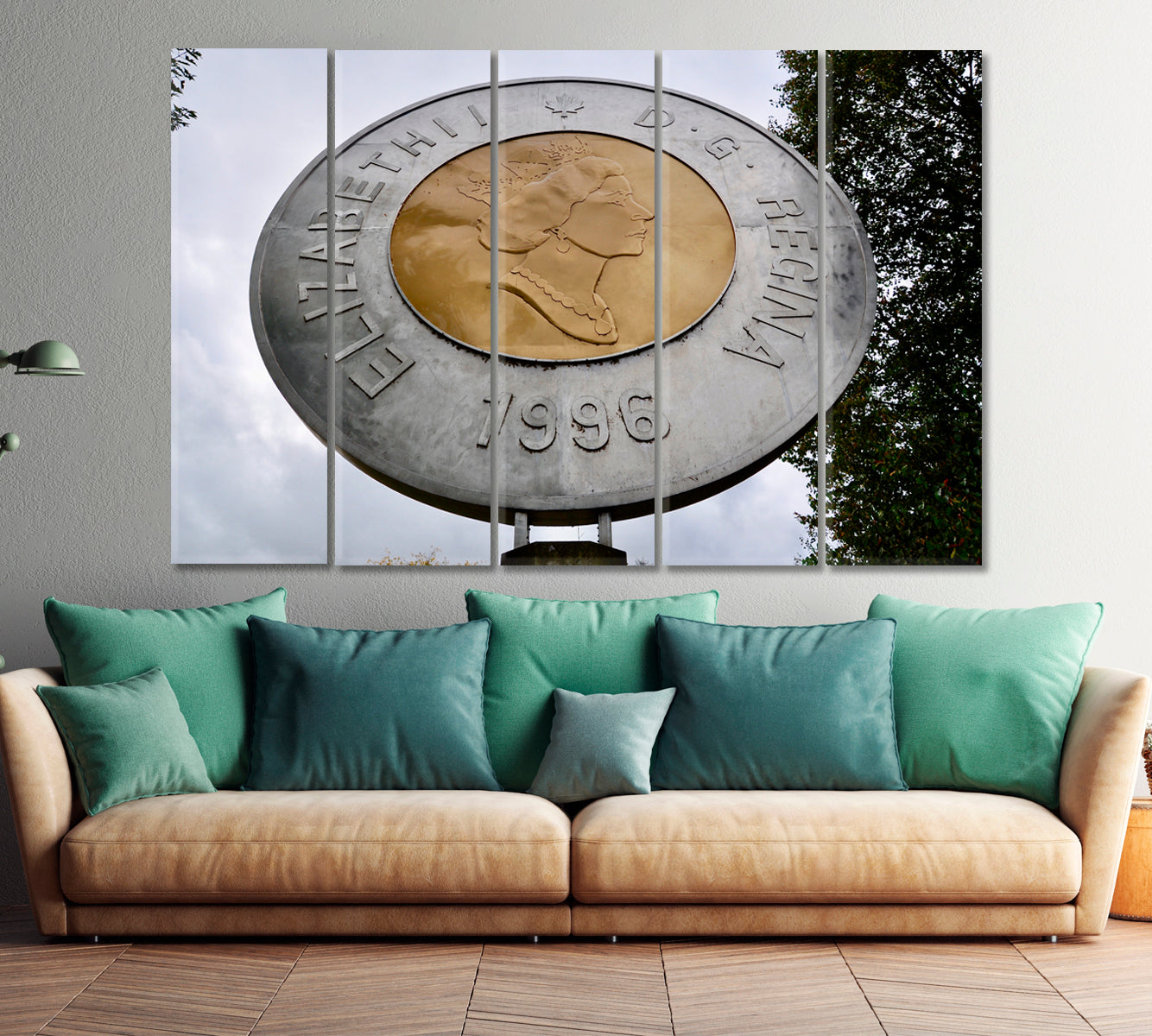 Giant Replica Canadian Two Dollar Coin Ontario Landmarks Famous Landmarks Artwork Print Artesty 5 panels 36" x 24" 