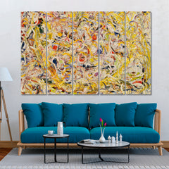 Drip Style Abstract Pollock Motives Abstract Art Print Artesty 5 panels 36" x 24" 