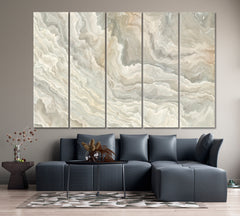 MARBLE Abstract White Onyx Wavy Pattern Natural Beauty Fluid Art, Oriental Marbling Canvas Print Artesty 5 panels 36" x 24" 