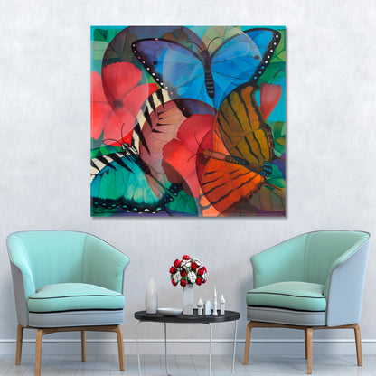 BUTTERFLY Abstract Blue Red Turquoise Abstract Art Print Artesty   