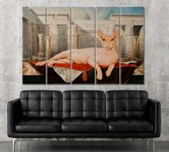 Cat Sphinx Painting Famous Landmarks Artwork Print Artesty 5 panels 36" x 24" 