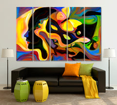 MULTIFACETED CONSCIOUSNESS People Live Paints Abstract Art Print Artesty 5 panels 36" x 24" 