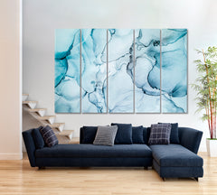 Modern Fluid Art Marble Alcohol Ink Colors Translucent Fluid Art, Oriental Marbling Canvas Print Artesty 5 panels 36" x 24" 