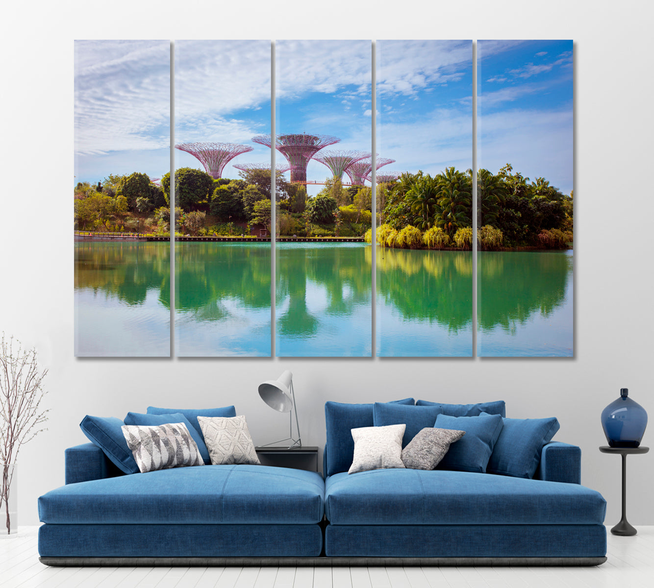 Supertree Grove Garden Singapore Landscape Cities Wall Art Artesty 5 panels 36" x 24" 