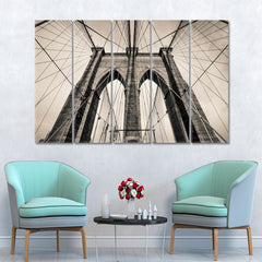 Brooklyn Bridge New York City USA Architecture Famous Landmarks Artwork Print Artesty 5 panels 36" x 24" 