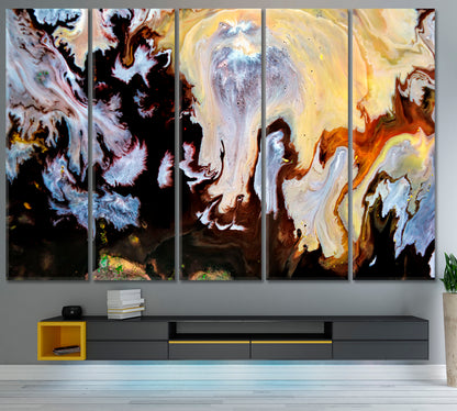 Acrylic Stunning Colors Abstract Marble Pattern Fluid Art, Oriental Marbling Canvas Print Artesty 5 panels 36" x 24" 