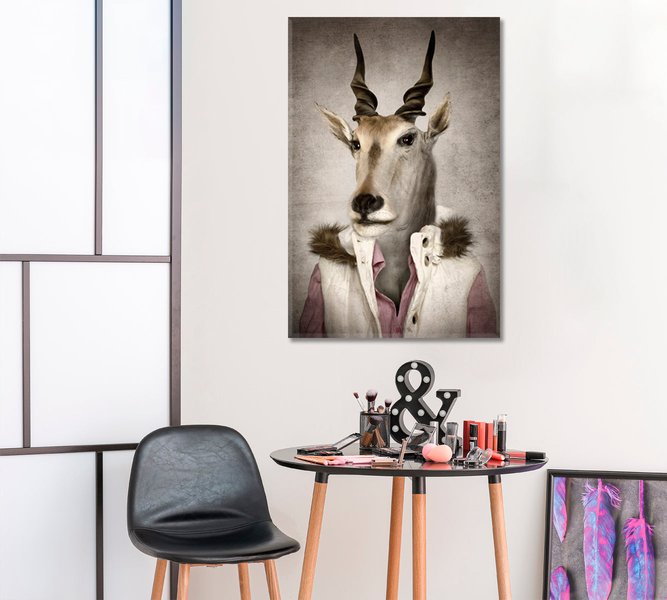 Stylish Hipster Animals Trendy Vintage Style Poster Animals Canvas Print Artesty   