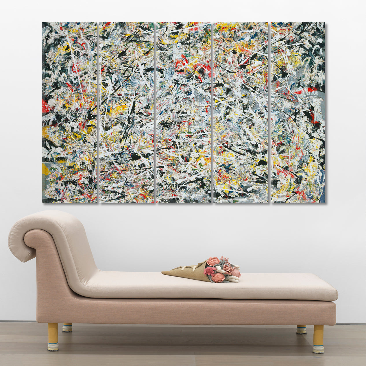Splatter Abstract Painting Jackson Pollock Style Abstract Art Print Artesty 5 panels 36" x 24" 
