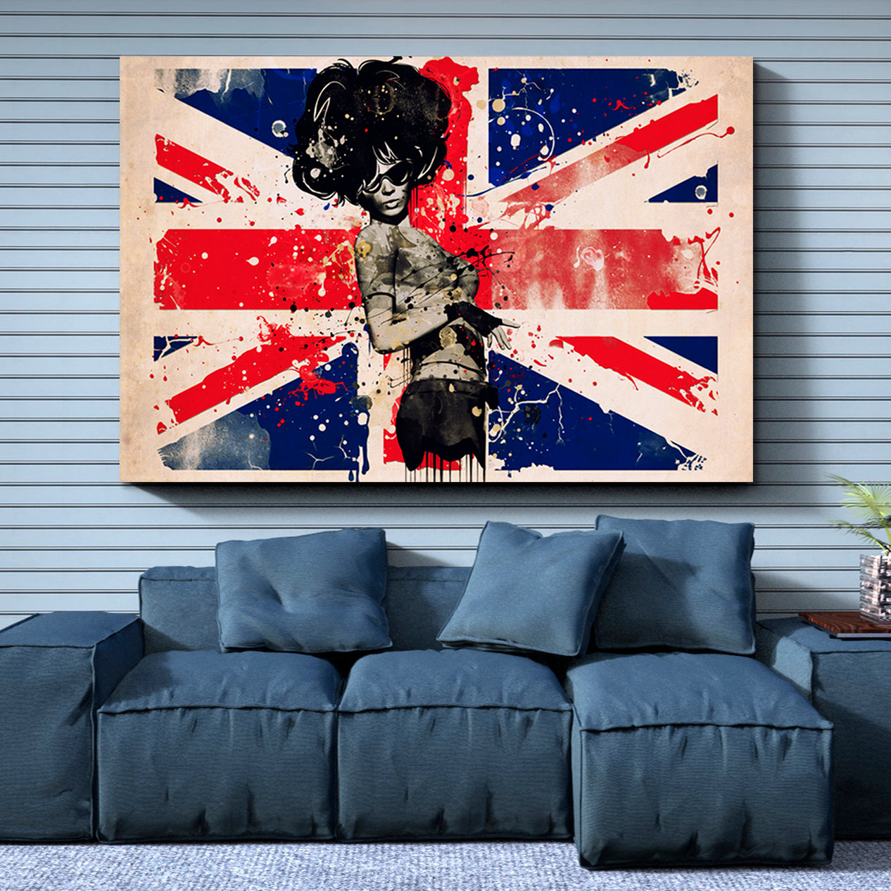 Fashion Woman British Flag Modern Grunge Style Posters, Flags Giclee Print Artesty 1 panel 24" x 16" 