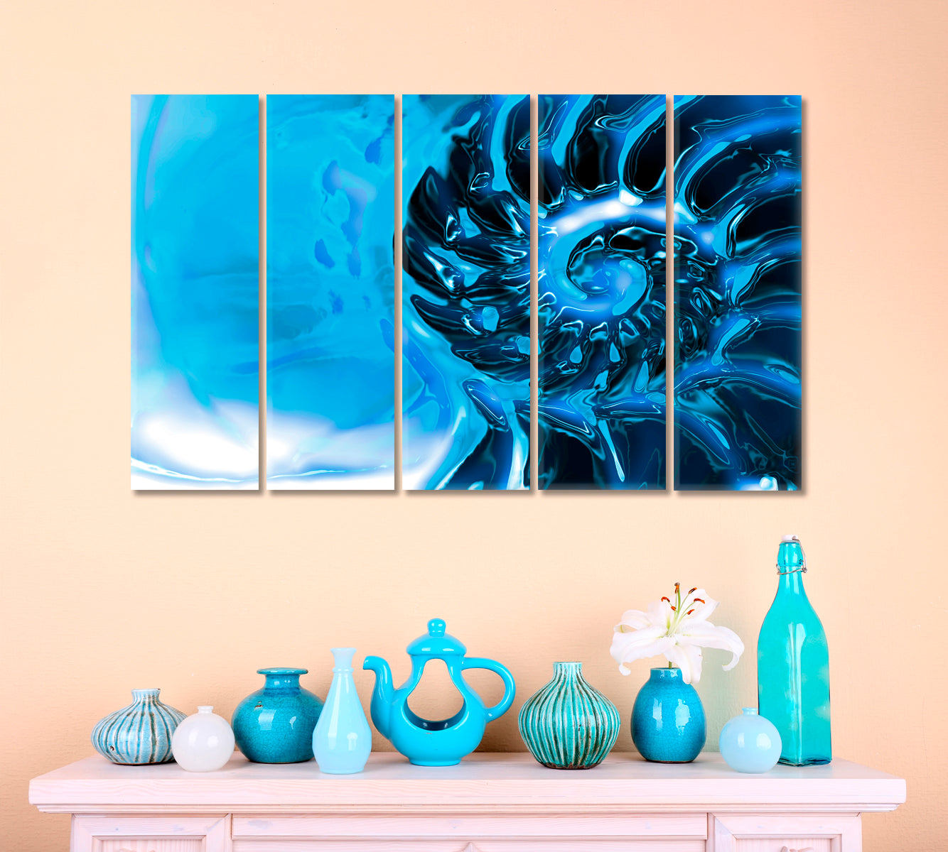 Abstract Water Twirl Abstract Art Print Artesty 5 panels 36" x 24" 