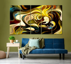 Flowing Curves Vivid Abstraction Contemporary Art Artesty 5 panels 36" x 24" 
